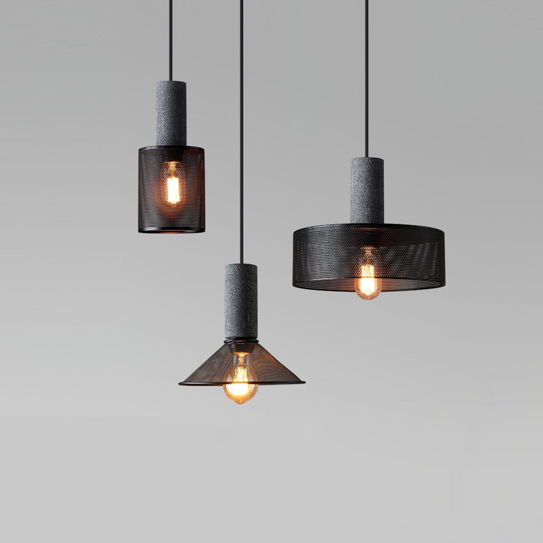 Industrial Wrought Iron Concrete Pendant Light With Warm LED Glow — Harbor Light Co.