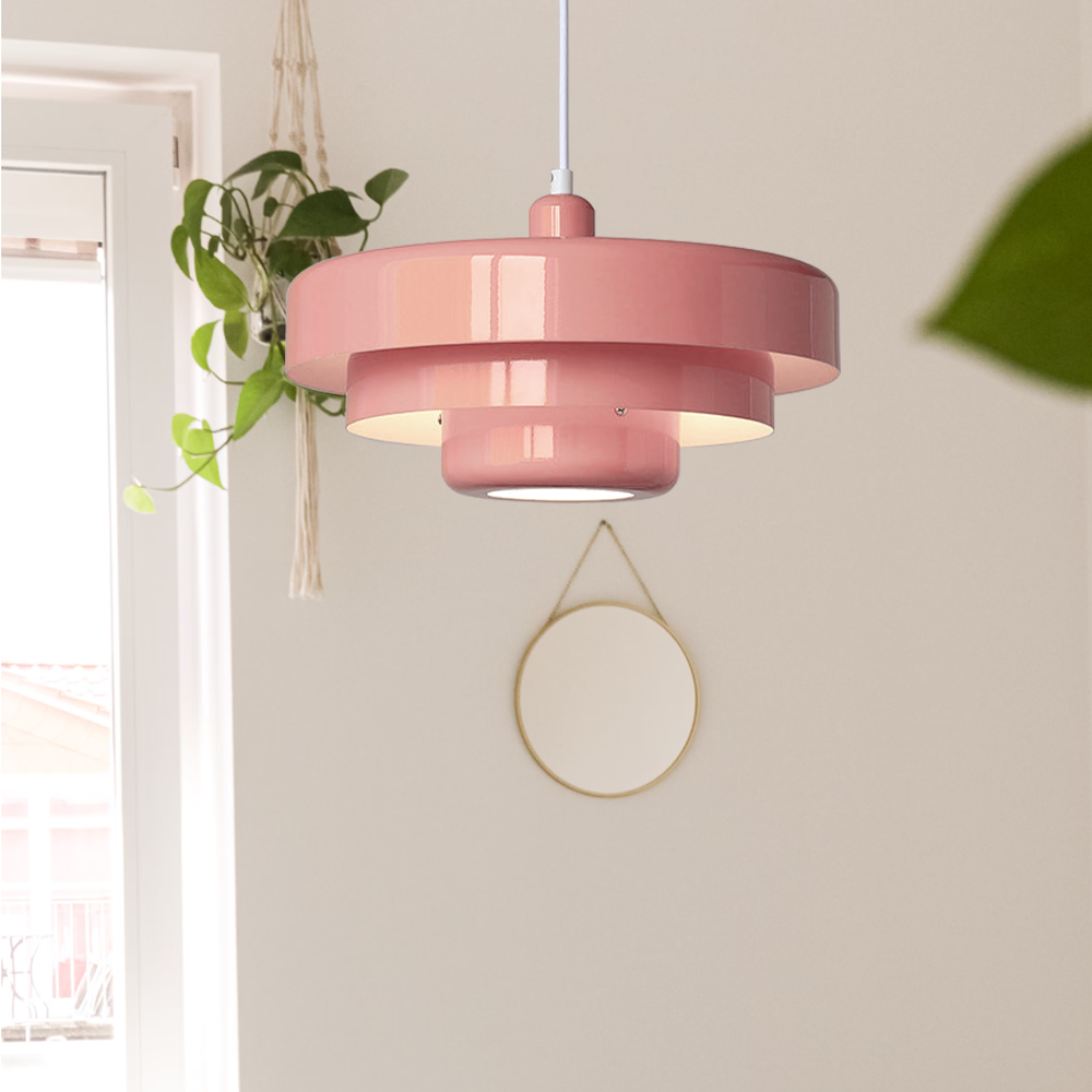 Mid-Century Metal Dining Room Pendant Light with Layered Disc Shade
