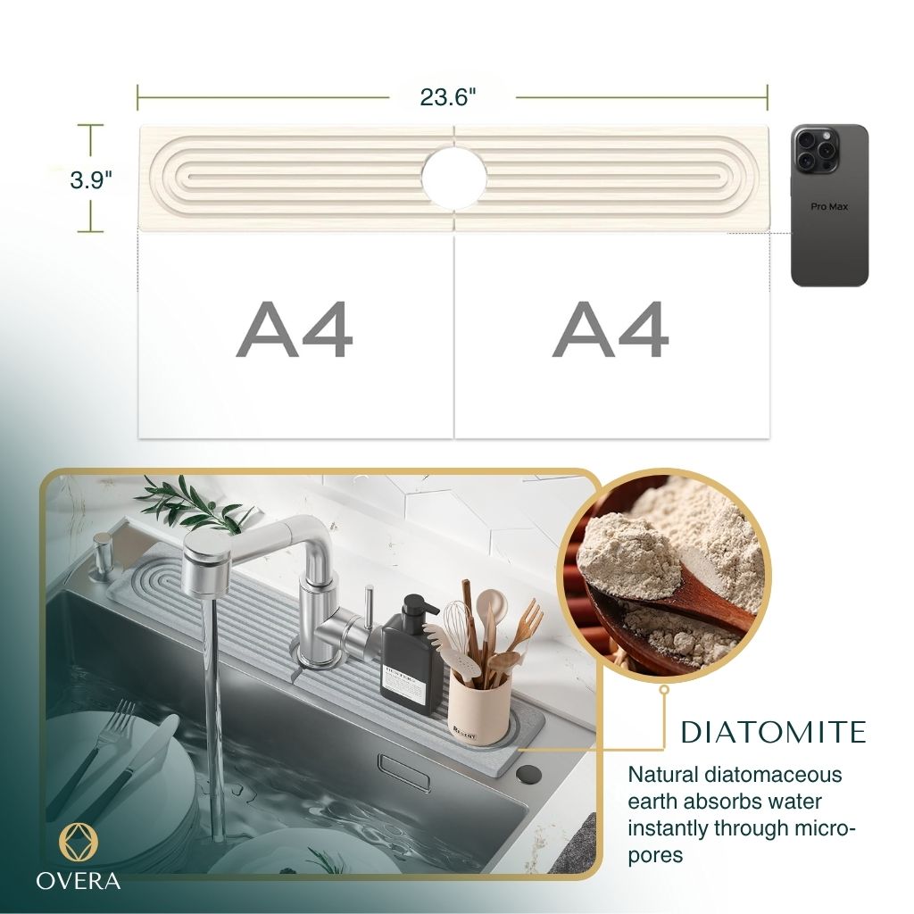 Diatomite Stone Faucet Sink Mat with Quick Drying Absorbent Surface