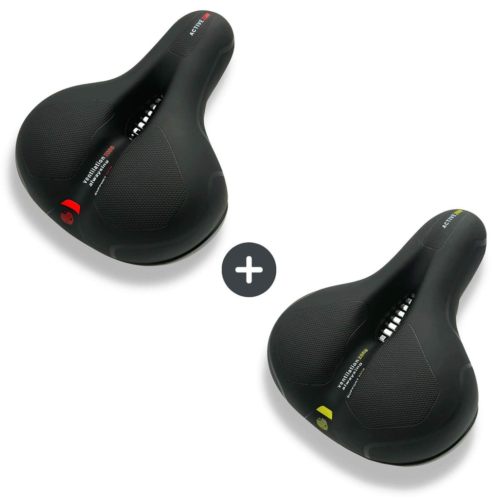 Wide Bike Seat with Memory Foam Padding Gel Shock Absorbing Bicycle Saddle Breathable Comfort Cushion for City and Trekking Bikes