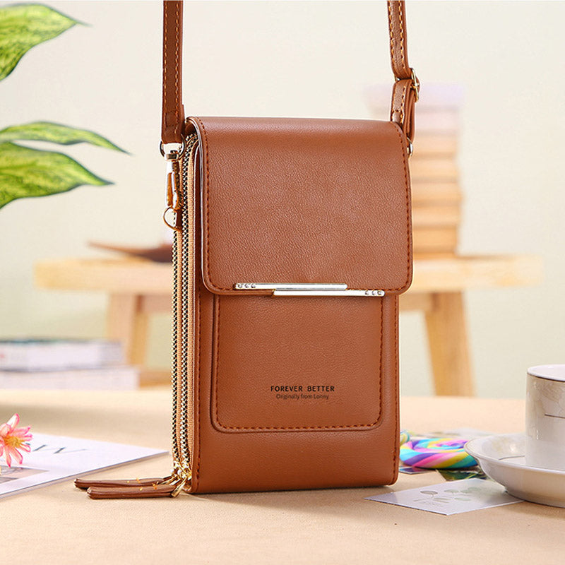 Small Crossbody Phone Bag for Women Anti-Theft RFID Blocking Wallet Purse with Touchscreen Window Card Slots and Adjustable Shoulder Strap