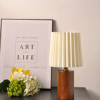 Retro Wood Table Lamp With Fabric Shade for Living Room — Harbor Light Co.