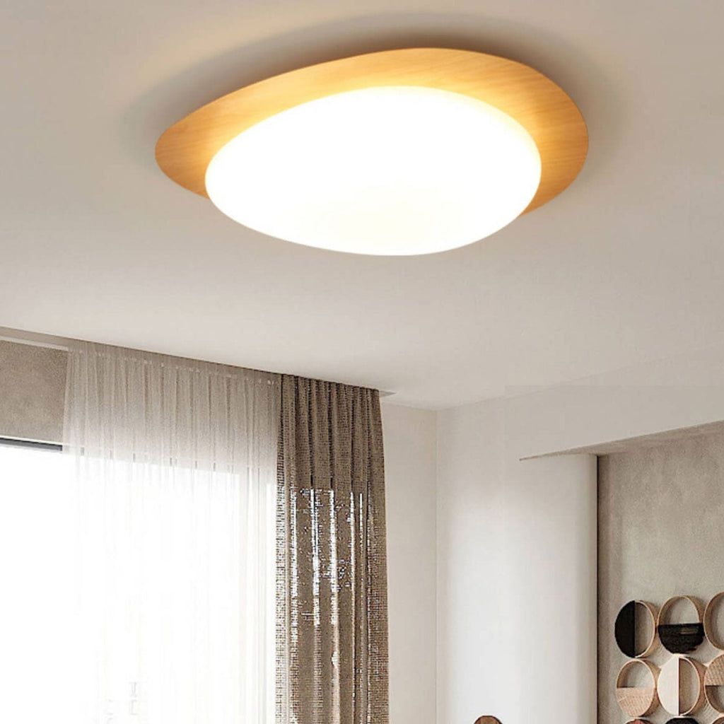 Modern Wood Flush Mount Ceiling Light With Stepless Remote Dimming in Wood Grain — Harbor Light Co.
