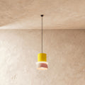 Modern Aluminum Two-Tone Pendant Light With Warm LED Glow in Yellow and Pink — Harbor Light Co.