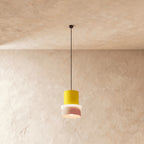 Modern Aluminum Two-Tone Pendant Light With Warm LED Glow in Yellow and Pink — Harbor Light Co.