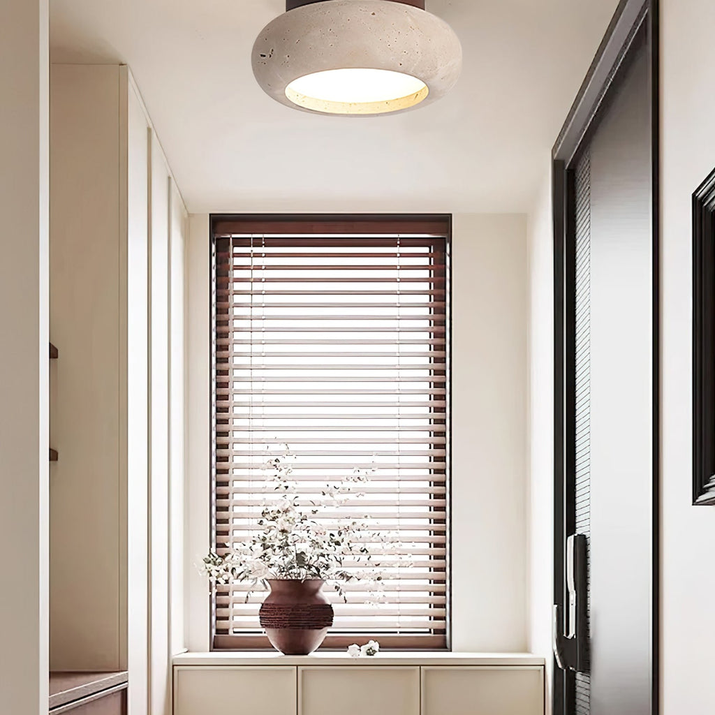 Modern Travertine Flush Mount Ceiling Light — Harbor Light Co.