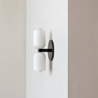 Vintage 2-Light Glass Wall Sconce with Round Backplate