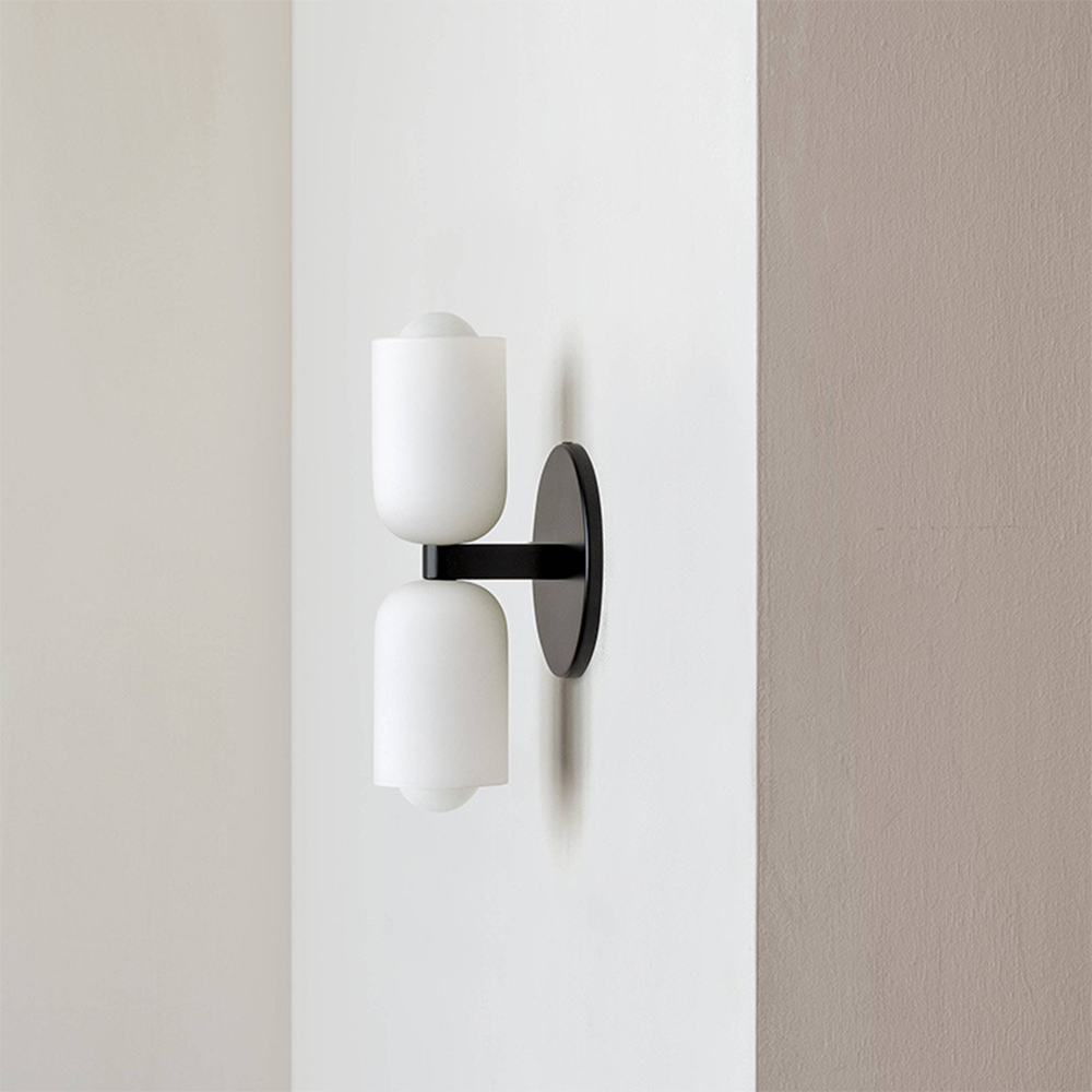 Vintage 2-Light Glass Wall Sconce with Round Backplate