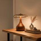 Modern Ash Wood and Brass Table Lamp for Living Room — Harbor Light Co.