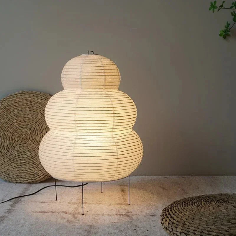 Bohemian Paper Floor Lamp With Warm Tri-Color Glow — Harbor Light Co.