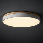 Round Flush Mount Ceiling Light with Wood Trim