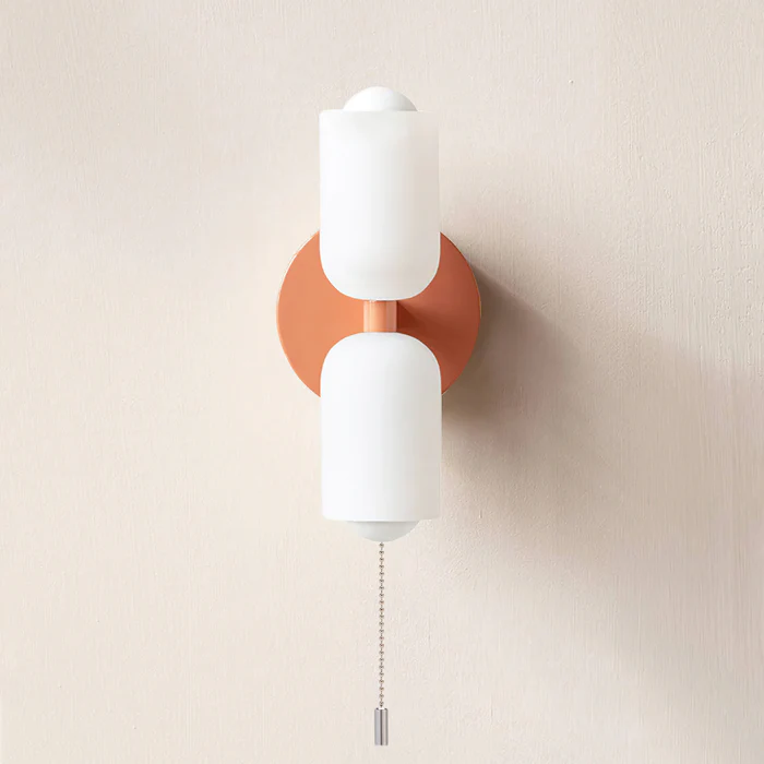Vintage 2-Light Glass Wall Sconce with Round Backplate