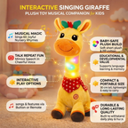Interactive Singing Giraffe Plush Toy Talking Musical Stuffed Animal with Nursery Rhymes and Voice Repeat for Toddlers