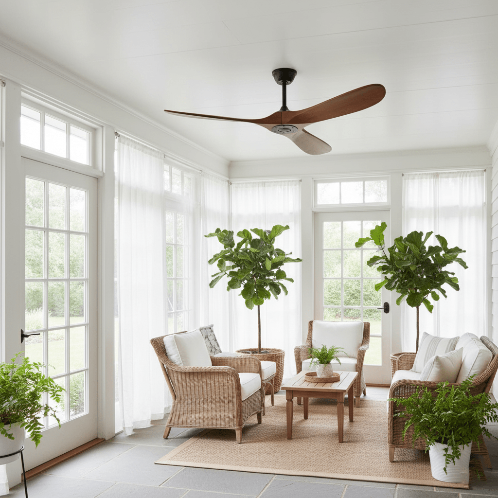 Walnut and Black Propeller Blade Ceiling Fan Light with Remote Control