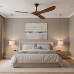 Walnut and Black Propeller Blade Ceiling Fan Light with Remote Control