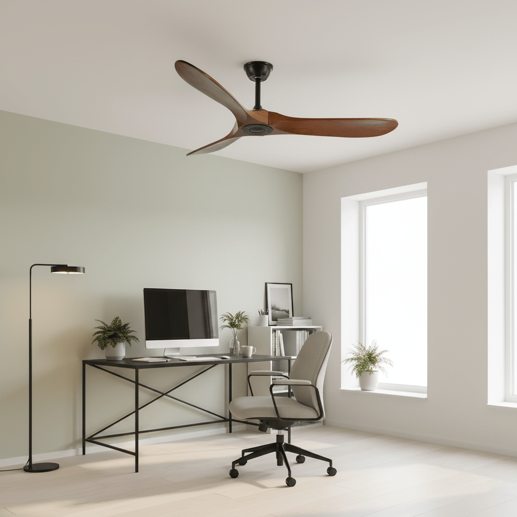 Walnut and Black Propeller Blade Ceiling Fan Light with Remote Control
