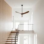 Walnut and Black Propeller Blade Ceiling Fan Light with Remote Control