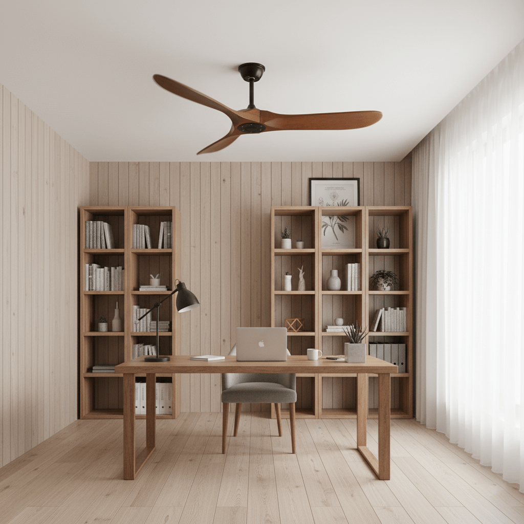 Walnut and Black Propeller Blade Ceiling Fan Light with Remote Control