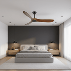 Walnut and Black Propeller Blade Ceiling Fan Light with Remote Control