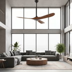 Walnut and Black Propeller Blade Ceiling Fan Light with Remote Control