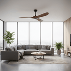 Walnut and Black Propeller Blade Ceiling Fan Light with Remote Control
