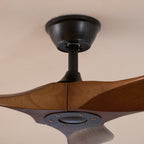 Walnut and Black Propeller Blade Ceiling Fan Light with Remote Control