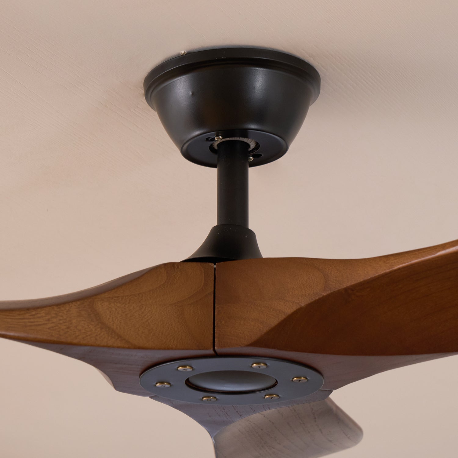 Walnut and Black Propeller Blade Ceiling Fan Light with Remote Control