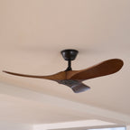 Walnut and Black Propeller Blade Ceiling Fan Light with Remote Control