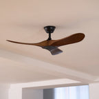 Walnut and Black Propeller Blade Ceiling Fan Light with Remote Control