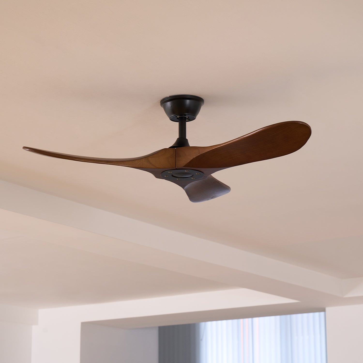 Walnut and Black Propeller Blade Ceiling Fan Light with Remote Control