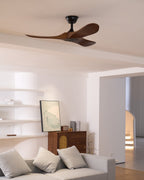 Walnut and Black Propeller Blade Ceiling Fan Light with Remote Control