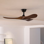 Walnut and Black Propeller Blade Ceiling Fan Light with Remote Control
