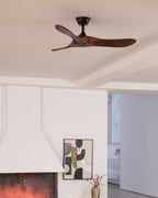 Walnut and Black Propeller Blade Ceiling Fan Light with Remote Control