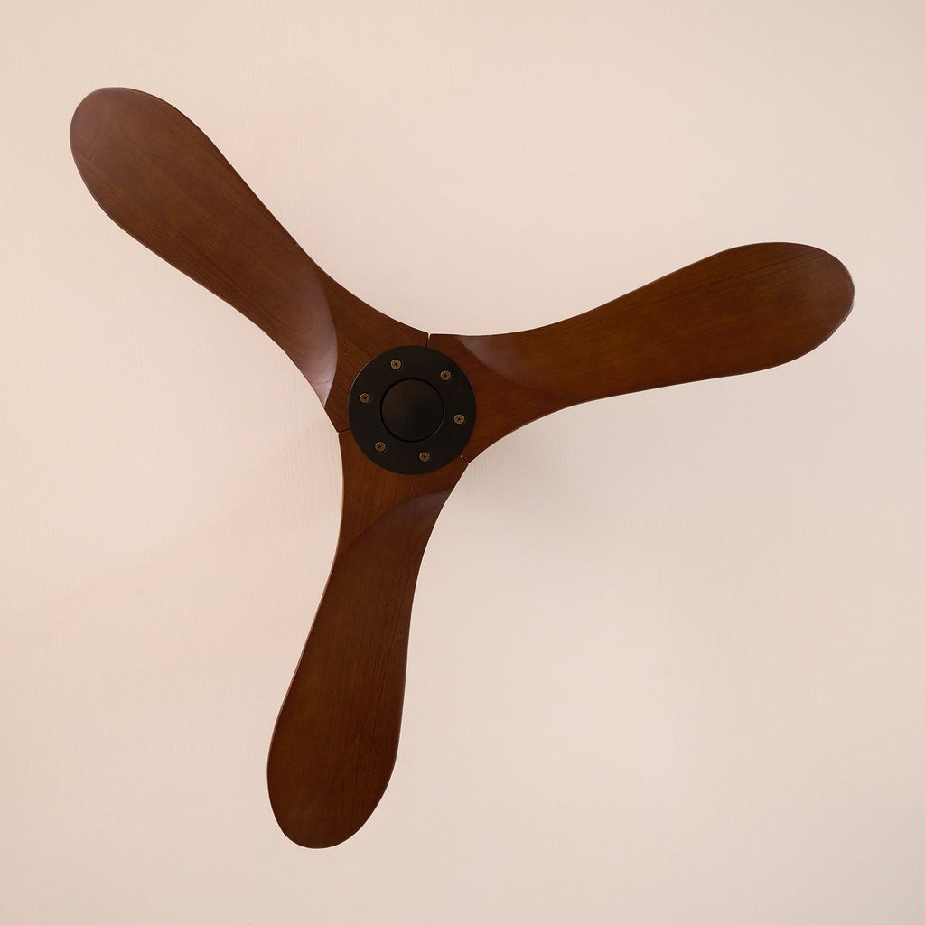 Walnut and Black Propeller Blade Ceiling Fan Light with Remote Control