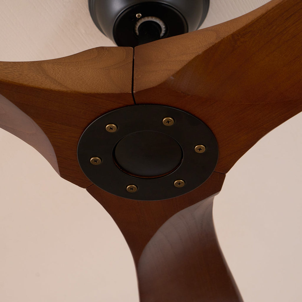 Walnut and Black Propeller Blade Ceiling Fan Light with Remote Control