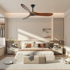 Walnut and Black Propeller Blade Ceiling Fan Light with Remote Control