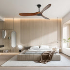 Walnut and Black Propeller Blade Ceiling Fan Light with Remote Control