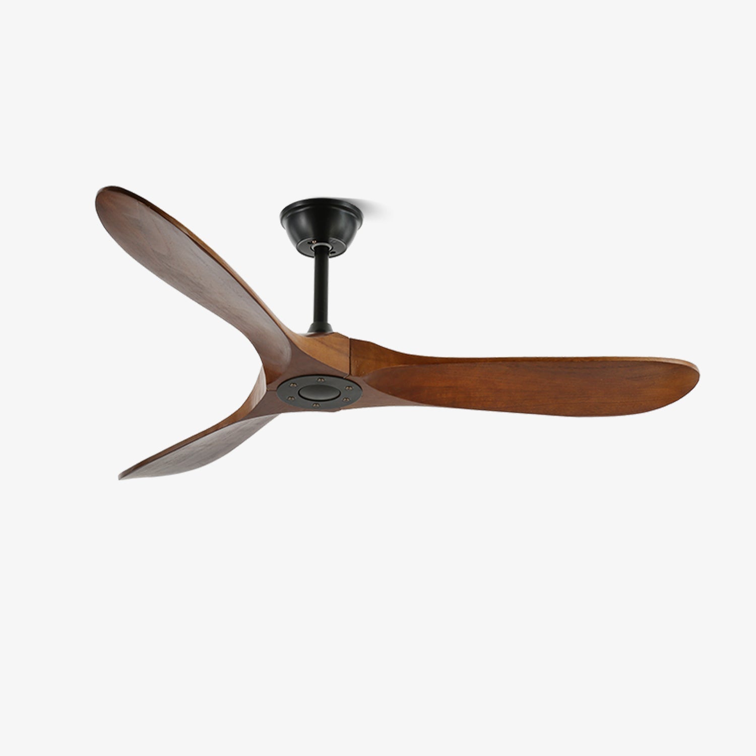 Walnut and Black Propeller Blade Ceiling Fan Light with Remote Control
