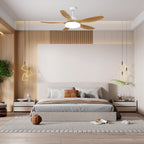 5-Blade Wooden Ceiling Fan Light with Downrod Mount
