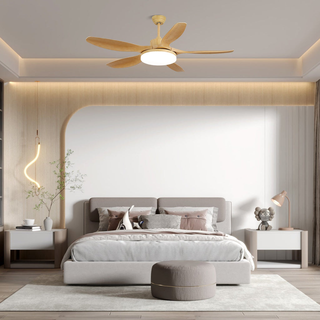 5-Blade Wooden Ceiling Fan Light with Downrod Mount
