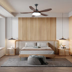5-Blade Wooden Ceiling Fan Light with Downrod Mount