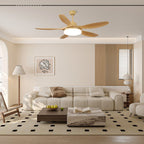 5-Blade Wooden Ceiling Fan Light with Downrod Mount