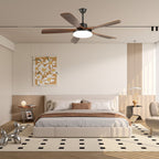 5-Blade Wooden Ceiling Fan Light with Downrod Mount