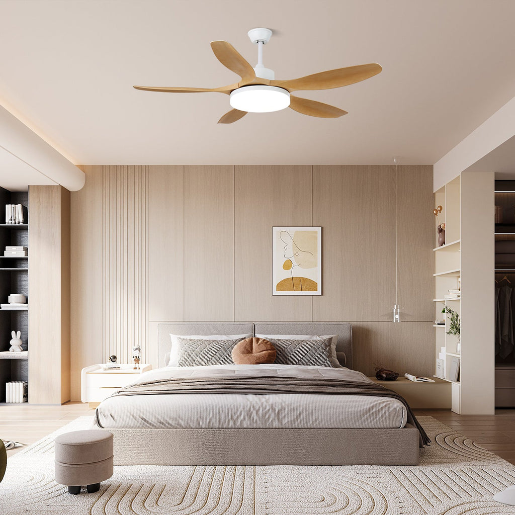 5-Blade Wooden Ceiling Fan Light with Downrod Mount