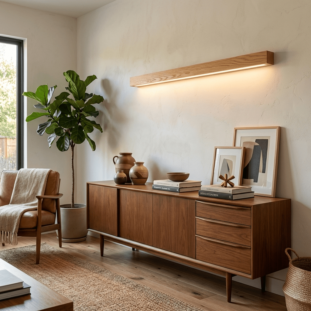Linear Wood Wall Sconce with Slim Light