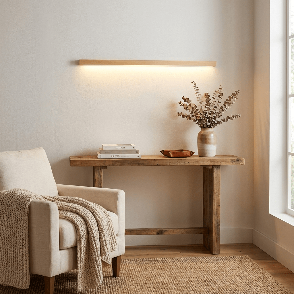 Linear Wood Wall Sconce with Slim Light