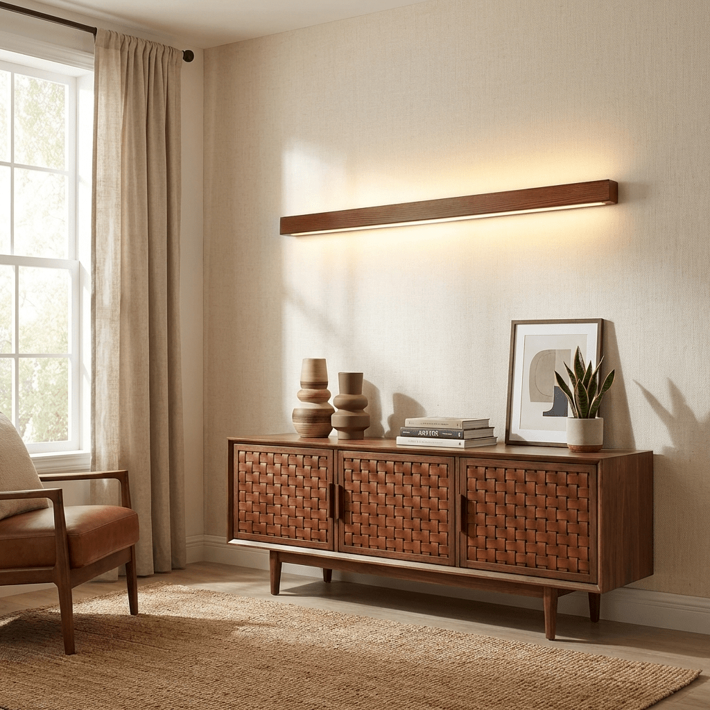 Linear Wood Wall Sconce with Slim Light