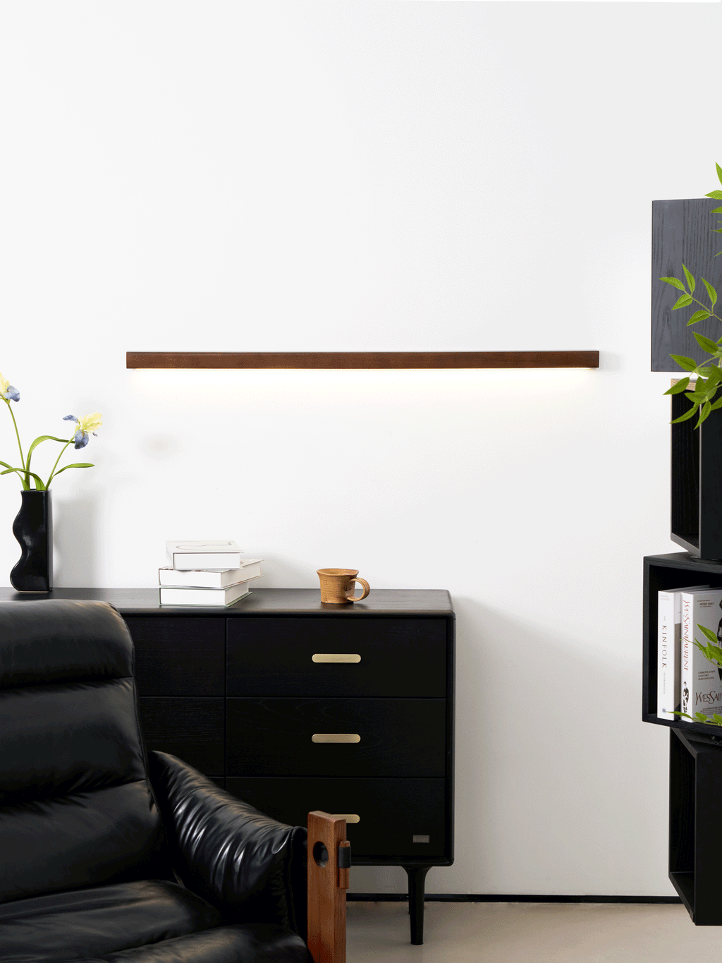 Linear Wood Wall Sconce with Slim Light