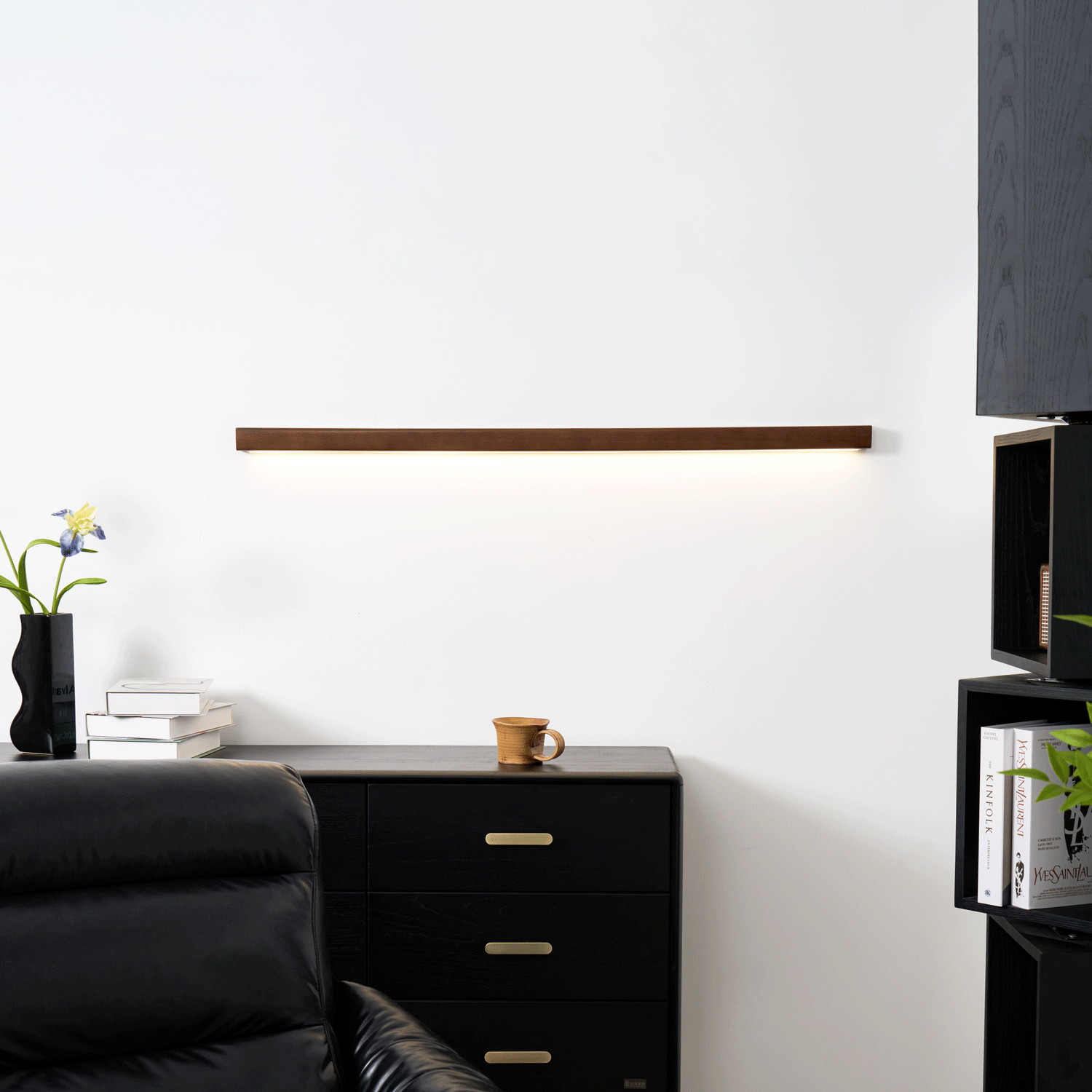 Linear Wood Wall Sconce with Slim Light
