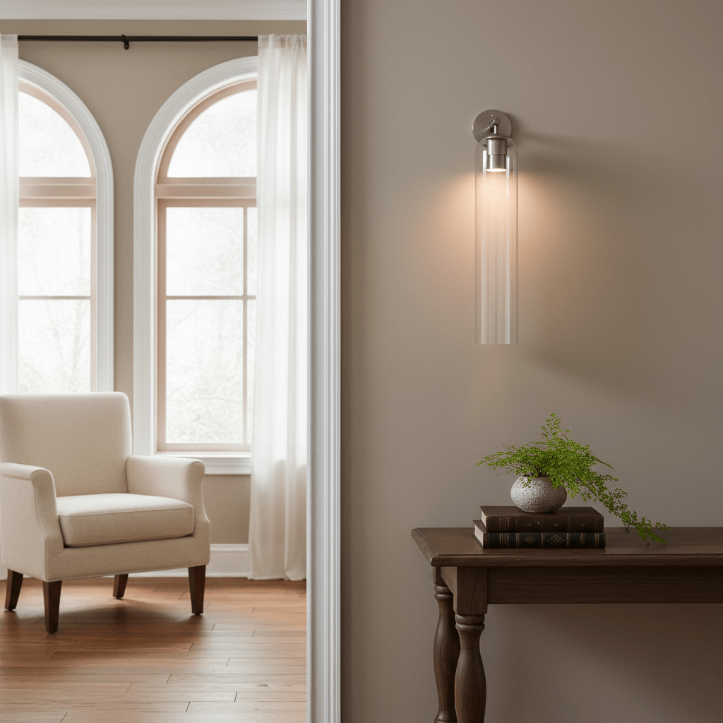 Art Glass Tube Wall Sconce with Brass Wall Mount